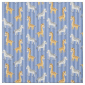 Zebra und Giraffe African Safari Blue Stripes Stoff (Muster)