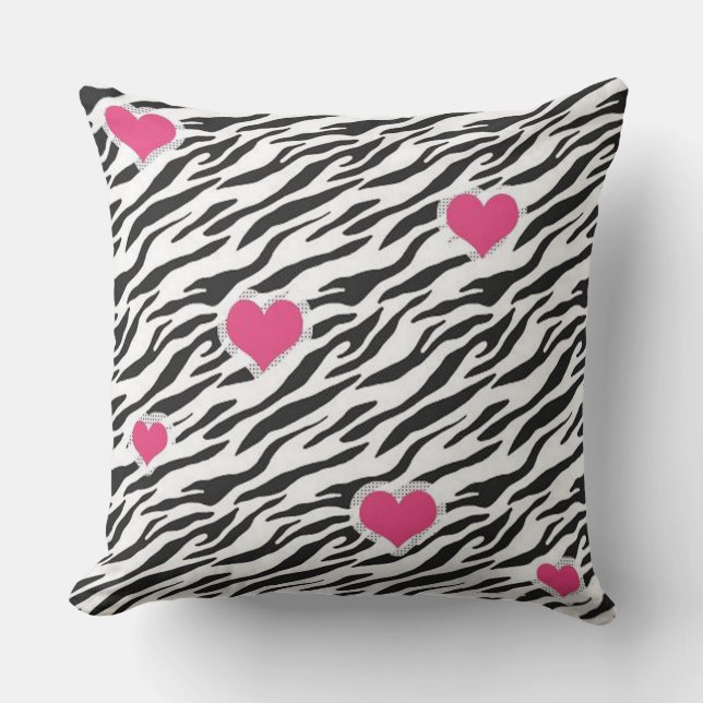 Zebra und Herz Muster Kissen (Vorderseite)