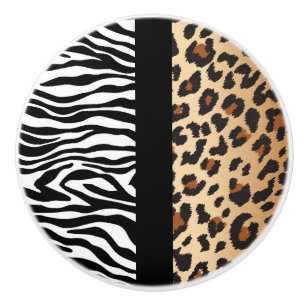 Zebra- und Leopard-Cheetah-Druck-Kommodenschrank Keramikknauf