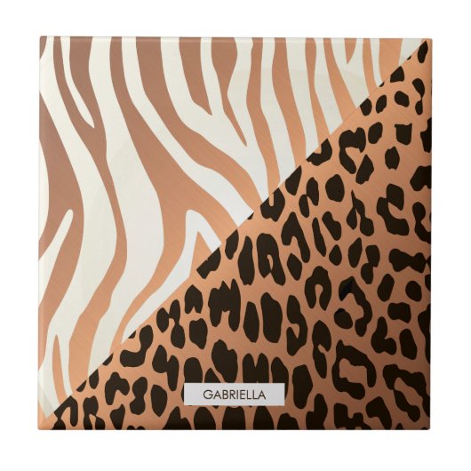 Zebra-und Leopard-Druck Fliese (Vorderseite)