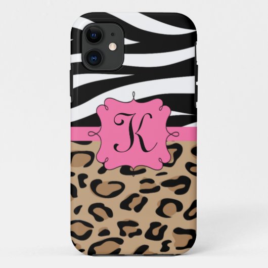 Zebra und Leopard drucken personalisiertes Case-Mate iPhone Hülle (Rückseite)