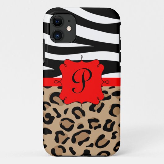 Zebra und Leopard drucken personalisiertes Case-Mate iPhone Hülle (Rückseite)