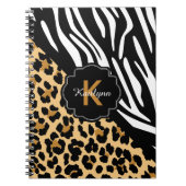 Zebra und Leopard Print Custom Monogram Notebook Notizblock (Vorderseite)