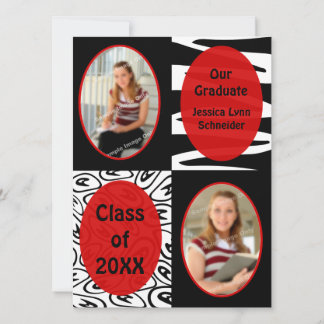 Zebra und Leopard Print Foto Abschluss Einladung