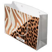 Zebra und Leopard Print Große Geschenktüte (Rückseite Schrägansicht)