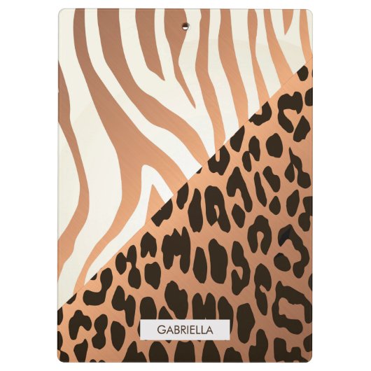 Zebra und Leopard Print Klemmbrett (Rückseite)