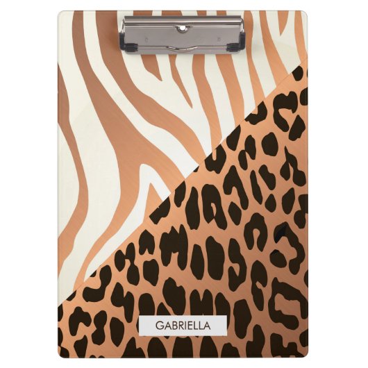 Zebra und Leopard Print Klemmbrett (Vorderseite)