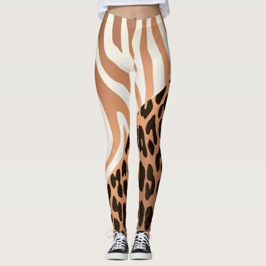 Zebra und Leopard Print Leggings (Vorderseite)
