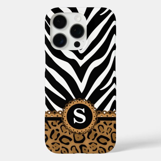 Zebra und Leopard Print Monogram Case-Mate iPhone Hülle (Rückseite)