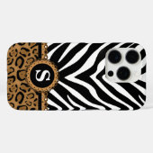 Zebra und Leopard Print Monogram Case-Mate iPhone Hülle (Rückseite (Horizontal))