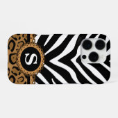 Zebra und Leopard Print Monogram iPhone Hülle (Rückseite (Horizontal))