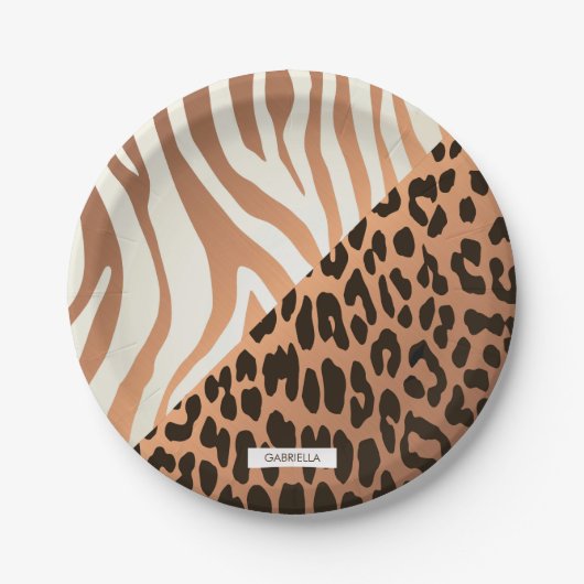 Zebra und Leopard Print Pappteller (Vorderseite)