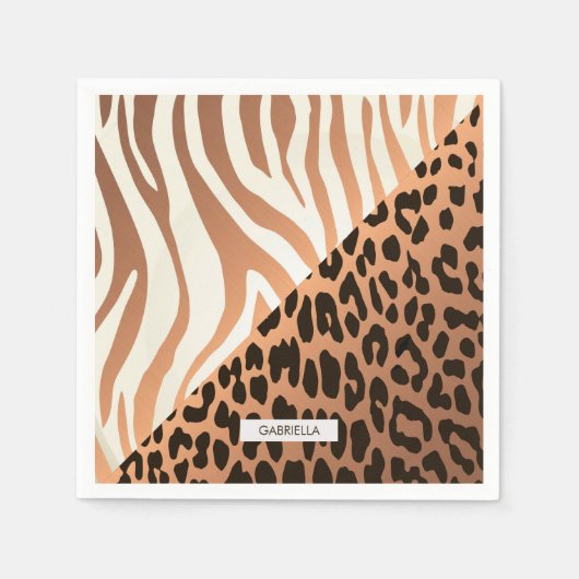 Zebra und Leopard Print Serviette (Vorderseite)