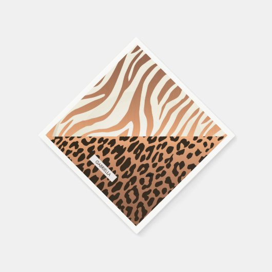 Zebra und Leopard Print Serviette (Ecke)