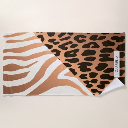Zebra und Leopard Print Strandtuch (Vorderseite)