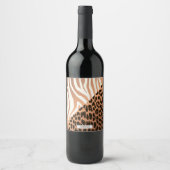 Zebra und Leopard Print Weinetikett (Vorderseite)