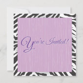 Zebra- und Lila-Roller-Skaten-Party Einladungen (Rückseite)