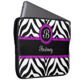 Zebra und lila Spitze-Monogramm-Laptop-Hülse Laptopschutzhülle (Vorne Rechts)