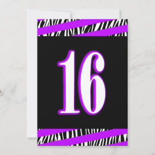 Zebra und Lila Sweet 16 Geburtstag Einladung