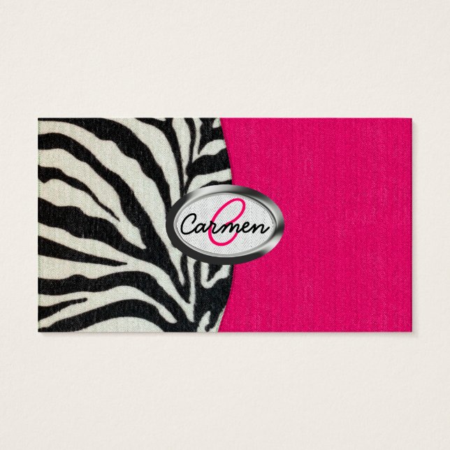 Zebra und Neon Pink mit Metallic Monogramm (Rückseite)