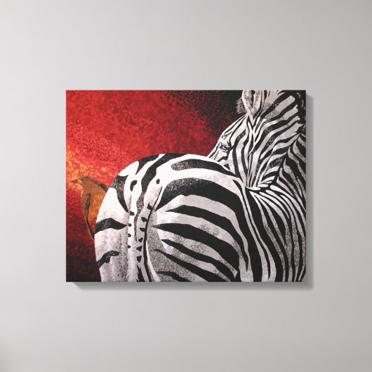 Zebra und Oxpecker Leinwanddruck (Vorderseite)