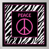 Zebra und Pink Peace Sign Wall Dekor Poster (Vorne)