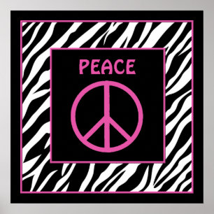 Zebra und Pink Peace Sign Wall Dekor Poster