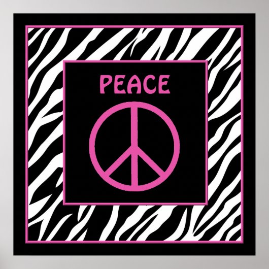 Zebra und Pink Peace Sign Wall Dekor Poster (Vorne)