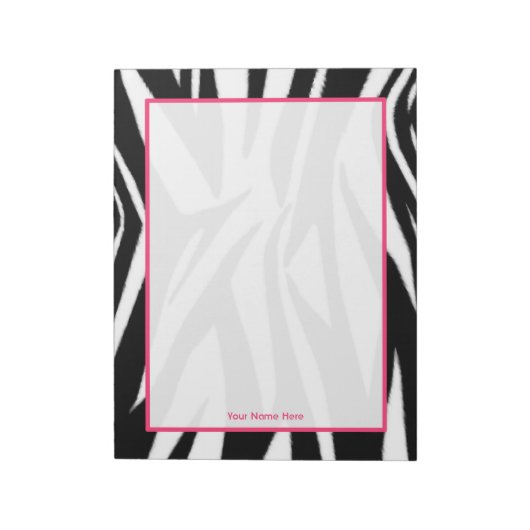 Zebra und Pink Personalisiert Notepad Notizblock (Rotiert)