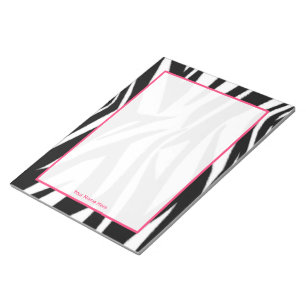 Zebra und Pink Personalisiert Notepad Notizblock