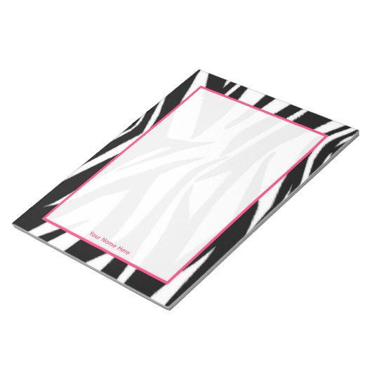 Zebra und Pink Personalisiert Notepad Notizblock (angewinkelt)