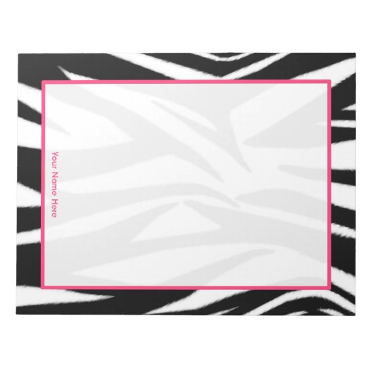 Zebra und Pink Personalisiert Notepad Notizblock (Vorderseite)
