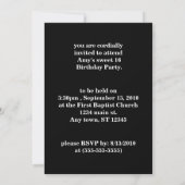 Zebra und Pink Sweet 16 Birthday Einladung (Rückseite)