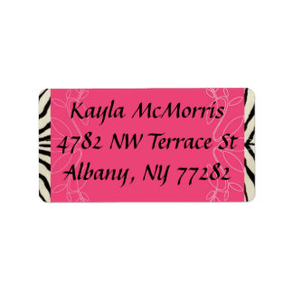 Zebra und rosa Aufkleber Adressaufkleber