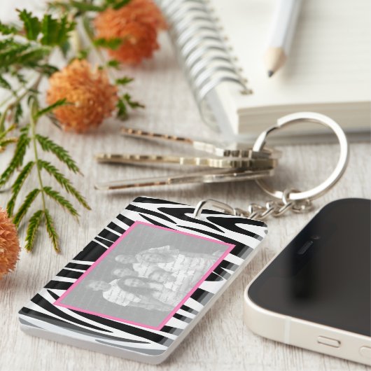 Zebra und rosa Foto Schlüsselanhänger (Vorderseite rechts)