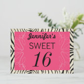 Zebra und Rosa laden ein Einladung (Stehend Vorderseite)