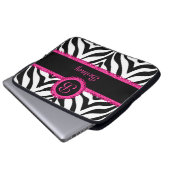 Zebra und rosa Spitze-Monogramm Laptopschutzhülle (Vorne Knopf)