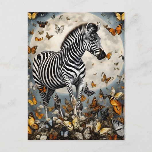 Zebra und Schmetterlinge Postkarte (Vorderseite)