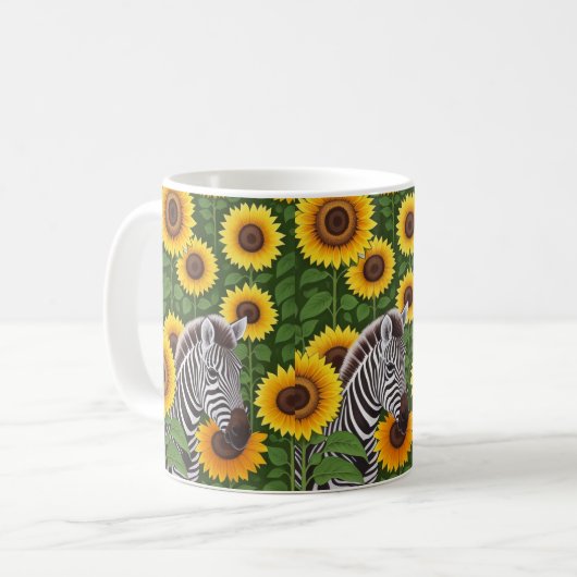 Zebra und Sonnenblumen Kaffeetasse (Vorderseite Links)
