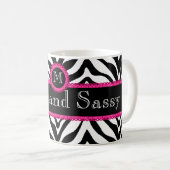 Zebra-und Spitze-Chic und freches Monogramm Kaffeetasse (VorderseiteRechts)