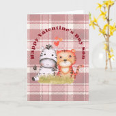 Zebra und Tiger Valentine Karte (Gelbe Blume)