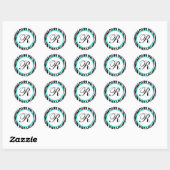 zebra und tourquoise rund Aufkleber (#LABL 017) (Blatt)