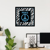Zebra und Türkis Blue Peace Signature Decke Poster (Heimbüro)