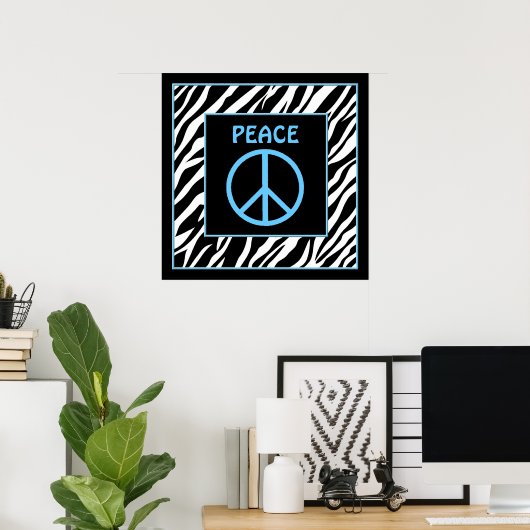 Zebra und Türkis Blue Peace Signature Decke Poster (Heimbüro)