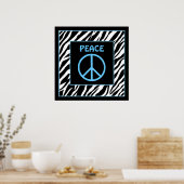 Zebra und Türkis Blue Peace Signature Decke Poster (Küche)
