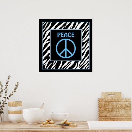 Zebra und Türkis Blue Peace Signature Decke Poster (Küche)