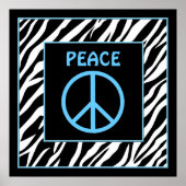 Zebra und Türkis Blue Peace Signature Decke Poster (Vorne)