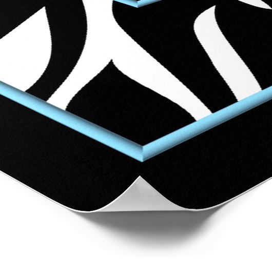 Zebra und Türkis Blue Peace Signature Decke Poster (Ecke)