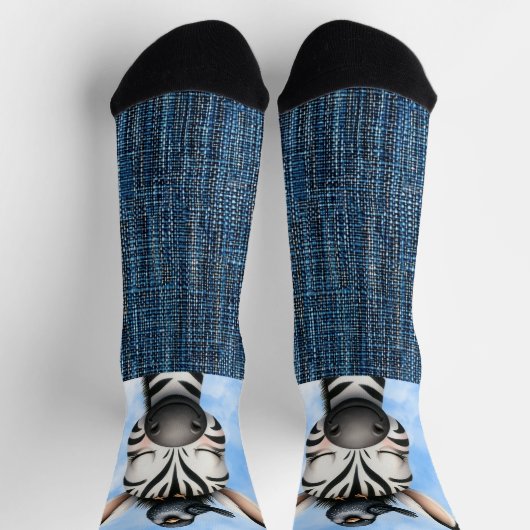 Zebra und Vogel lächeln Socken (Oben)