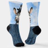 Zebra und Vogel lächeln Socken (Gewinkelt)